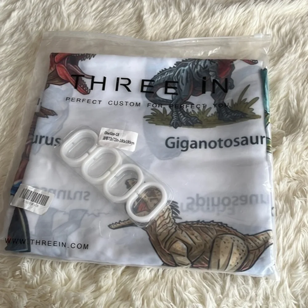 Three in Dinosaur shower curtain one size 18 why with different many Colors